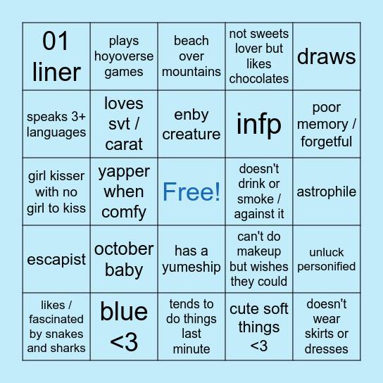 fluffyhua's bingo Card