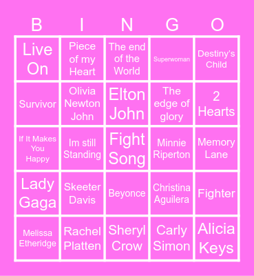 PROJECT PINK Bingo Card