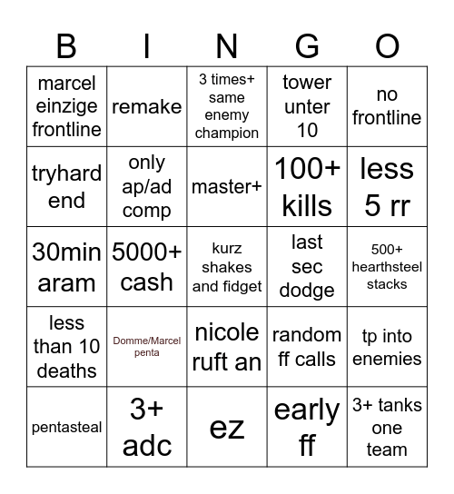 aram bingo Card