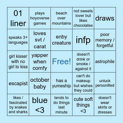 fluffyhua's bingo Card