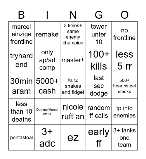 aram bingo Card