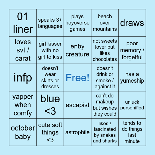 fluffyhua's bingo Card