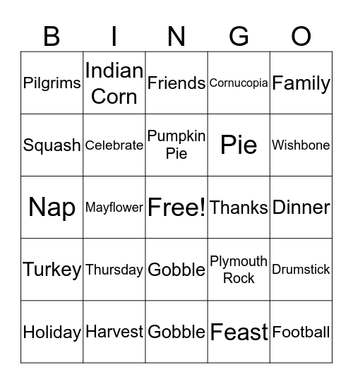 November Bingo Card