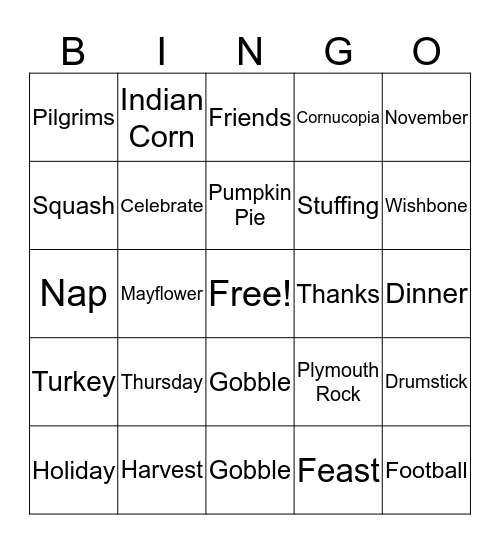 November Bingo Card