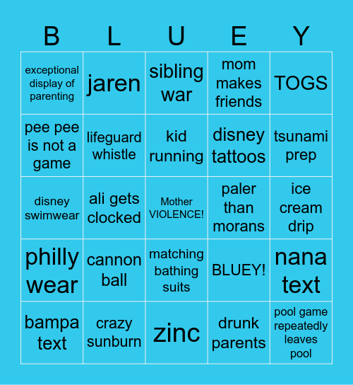 Disney Bingo Card