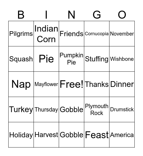 November Bingo Card