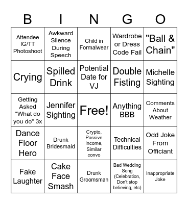 Wedding Bingo Card