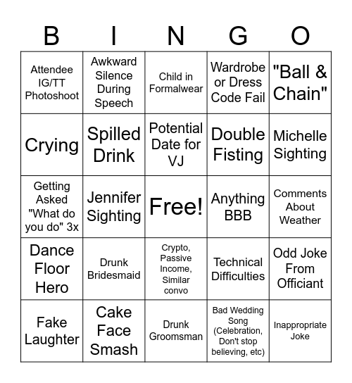 Wedding Bingo Card