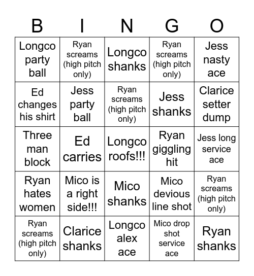 EGu Bingo Party Bingo Card