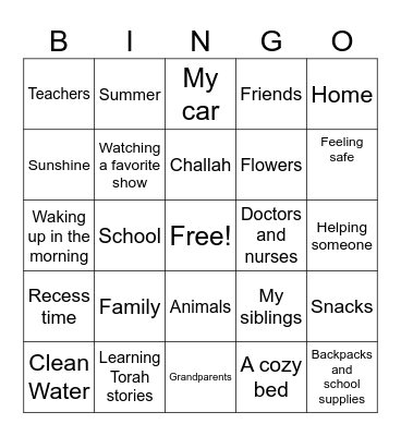 Glowing with Gratitude Bingo Card