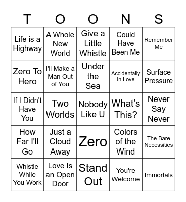 From Animated Movies Bingo Card
