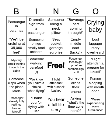 Air Travel Bingo Card