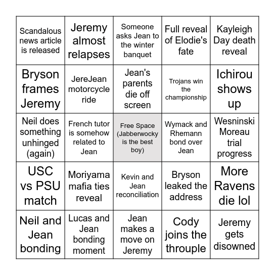 Book 3 Bingo Card