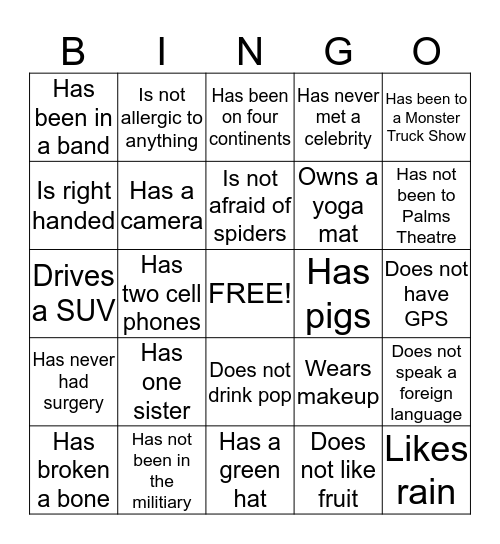 Young Professional Network Bingo Card