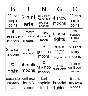 morio adyssey Bingo Card