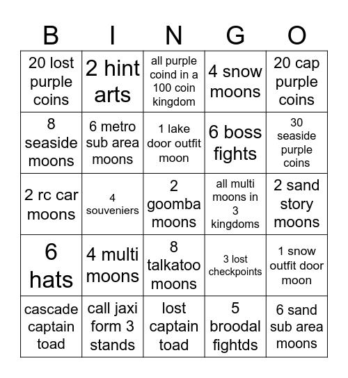 morio adyssey Bingo Card