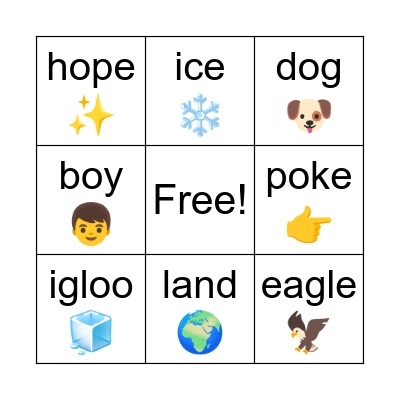 Long and Short Vowels Bingo Card