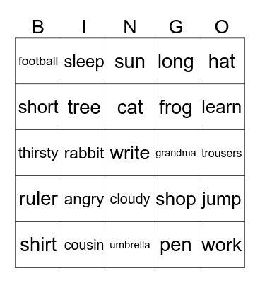 Powtórzenie klasa 4 Bingo Card