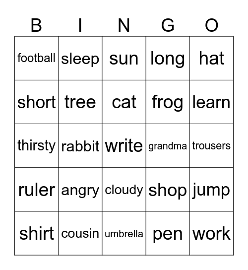 Powtórzenie klasa 4 Bingo Card