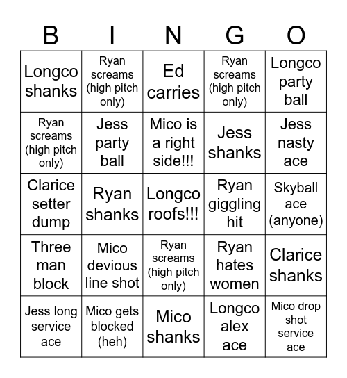 EGu Bingo Party Bingo Card