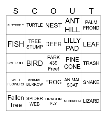 Hiking Bingo Card