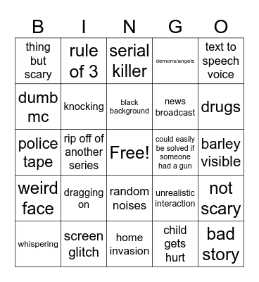 Analog Horror Bingo Card