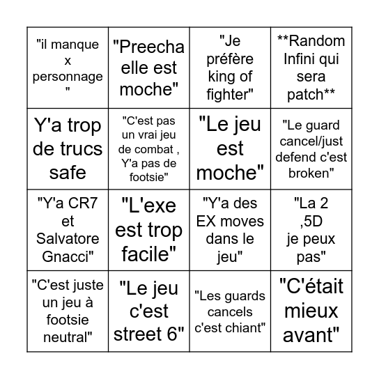 Les arguments de merde contre City of the wolves Bingo Card