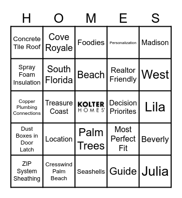 KOLTER BINGO Card