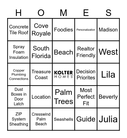 KOLTER BINGO Card