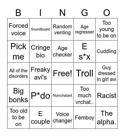 Vrchat Bingo Board Bingo Card
