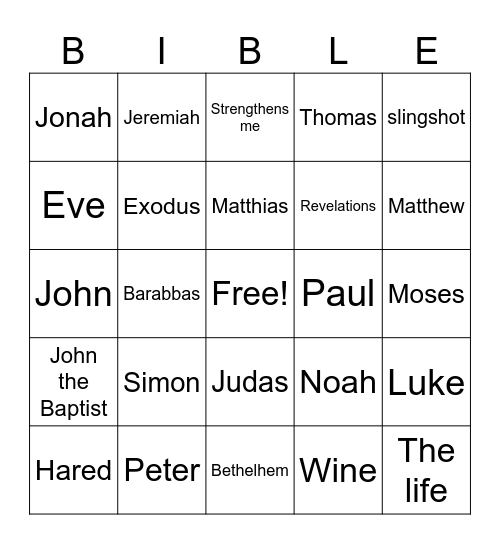 Bible Bingo Card