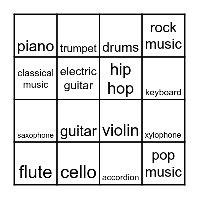 Music Bingo Card