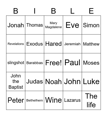 Bible Bingo Card