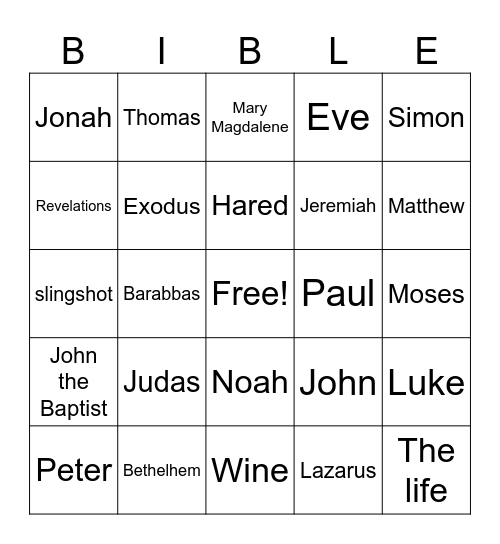 Bible Bingo Card