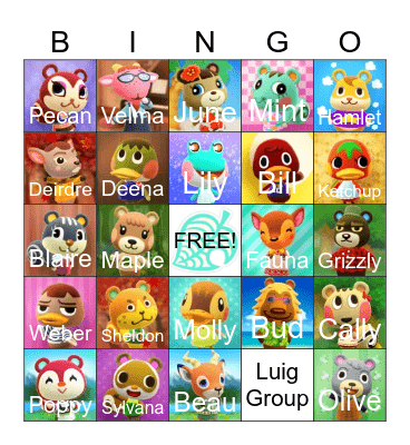 Animal Crossing Bingo Card