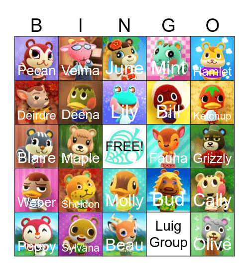 Animal Crossing Bingo Card