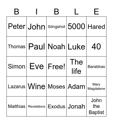 Bible Bingo Card