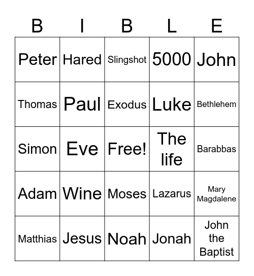 Bible Bingo Card