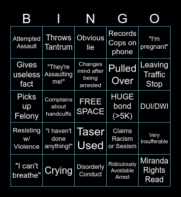 Police Bodycam Bingo! Bingo Card