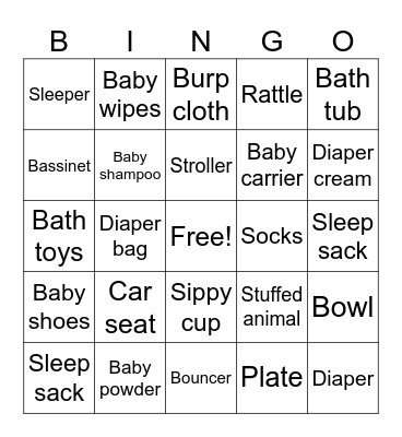 Baby bingo Card