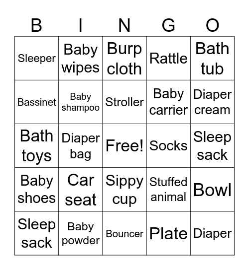 Baby bingo Card
