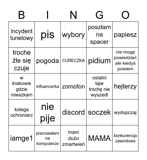 GAWINGO Bingo Card