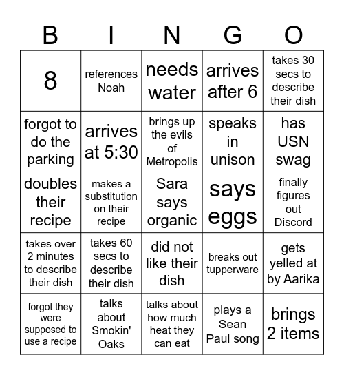 Someone or Everyone Bingo Card