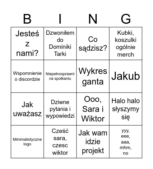 Informatyczne bingo Card