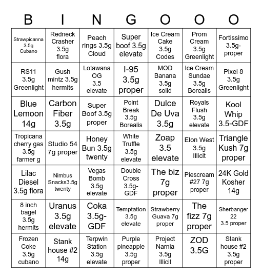 Flower Bingo Card