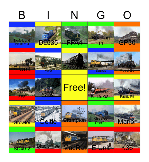 Railway Lines that I would wish to need the Driver's help one day Bingo Card