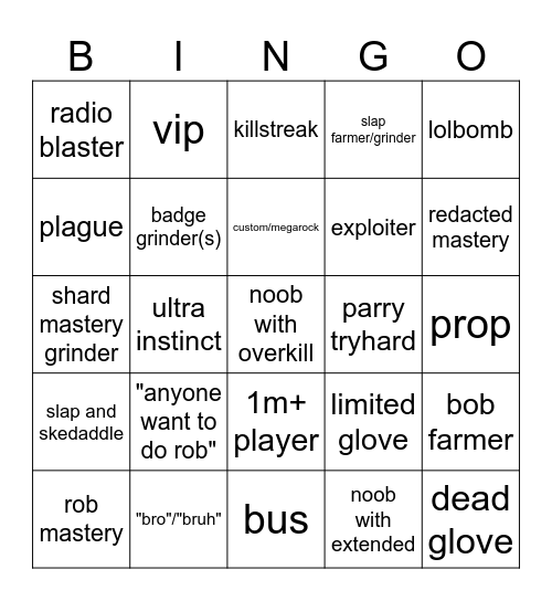 slap battles bingo Card