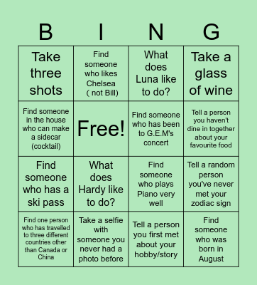 Taurus Party- no repeated answer Bingo Card
