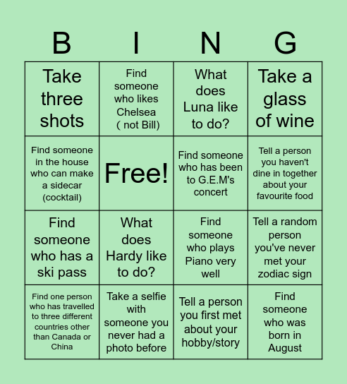 Taurus Party- no repeated answer Bingo Card