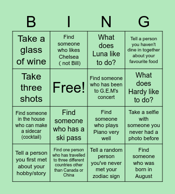 Taurus Party- no repeated answer Bingo Card